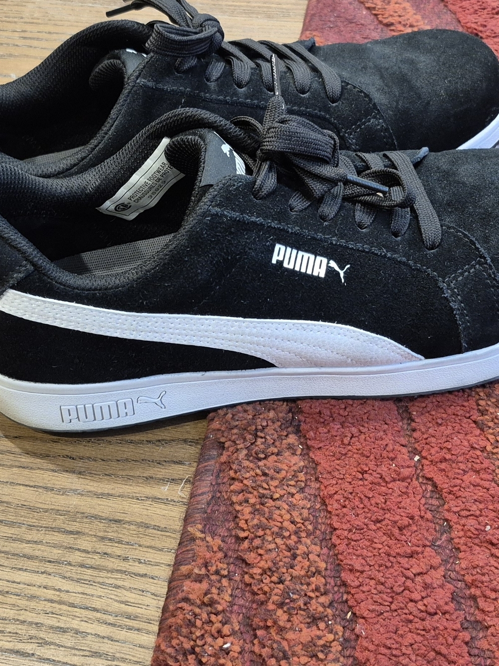 Puma Men’s Black Suede Safety Shoe Sneakers with White Formstrip
